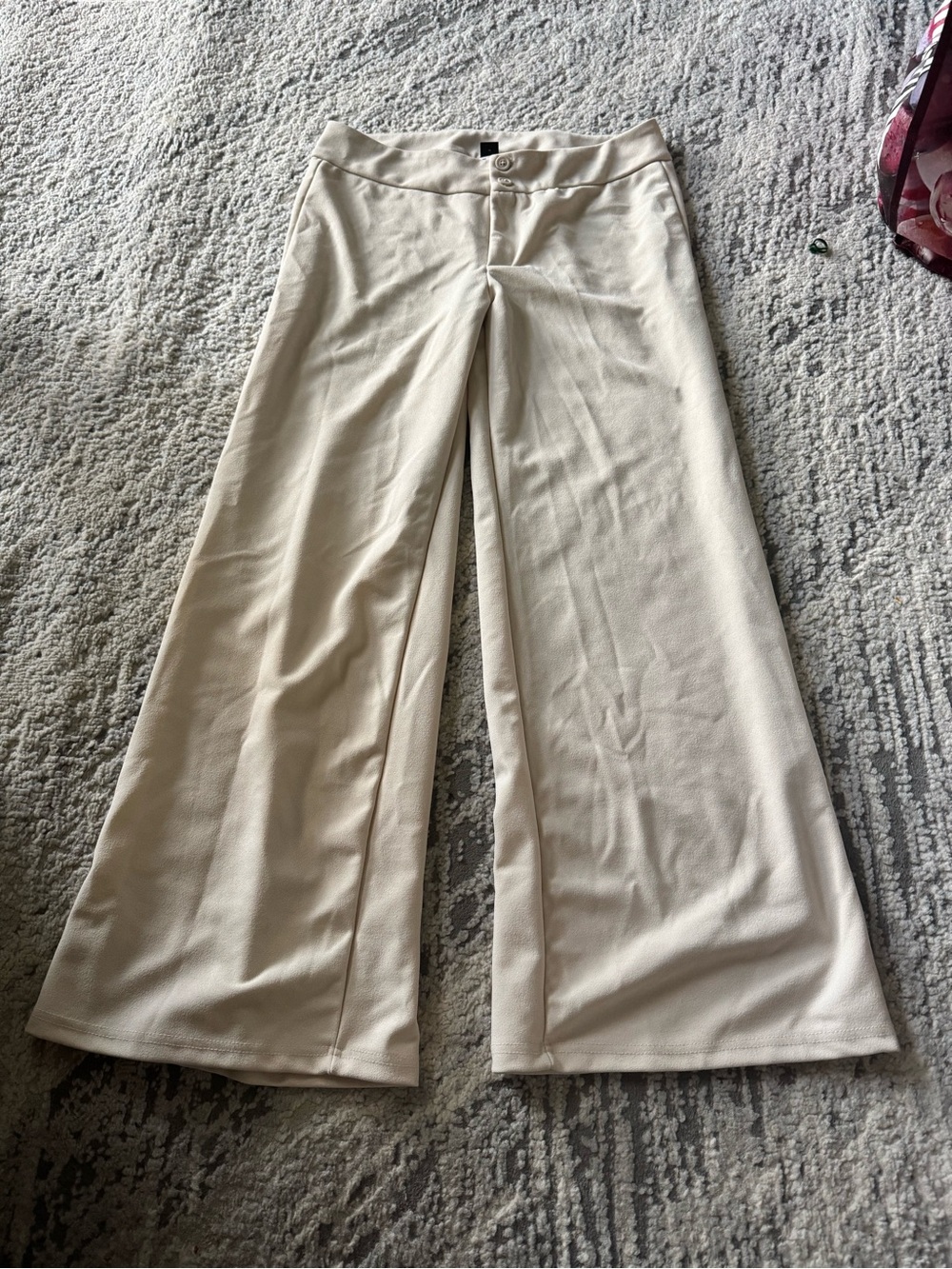 SHEIN Cream Wide-Leg High-Waist Pants